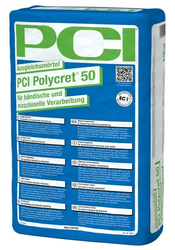 PCI Polycret 50 25kg Sack - Hochleistungs-Reparaturmörtel - Fugenabdichtungen, frost- und tausalzbeständig, ideal für Innen- und Außenbereiche mit schnellen Erhärtungseigenschaften für Schichtdicken von 5 bis 50 mm.