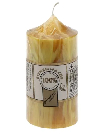 Stumpenkerzen 100% Bienenwachs Struktur Honig 120 x Ø 55 mm in gelb von Kerzenwelt