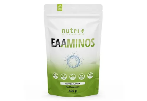 nutri+ EAA Instant Pulver 500g - 6 Geschmacksrichtungen - Sportnahrung mit 100% veganen Aminosäuren, ohne Zusatzstoffe. Perfekt für Fitness-Enthusiasten, die ihre Muskelregeneration unterstützen möchten.