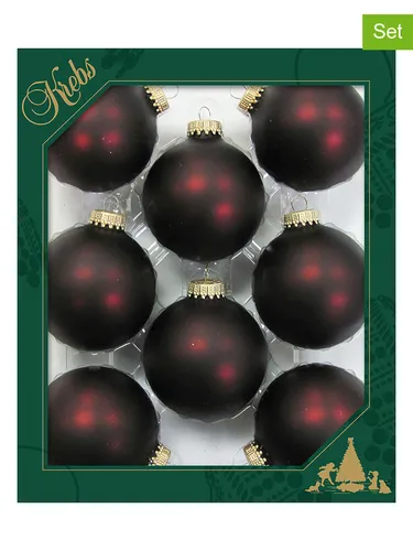 Krebs Glas Lauscha Christbaumkugeln in Dunkelrot - 8 Stück - Ø 7 cm, rot/schwarz, Damen