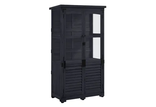 MCombo Geräteschrank Holz wetterfest 87×46×160 cm - Geräteschuppen aus wetterfestem Tannenholz mit Acrylplatten, ideal für die ordentliche Aufbewahrung Ihrer Gartenwerkzeuge und Spielzeuge. Perfekt für kleine Gärten, Terrassen und Balkone.