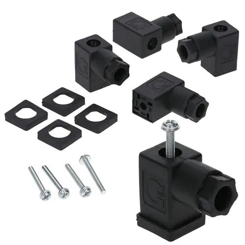 Produktbild Kalitec 5 Stück Ventilstecker Bauform C schwarz 4 polig I Kontaktfläche 15,5 x 15,5 mm² I PG7 I Kontakttrennung 9,4 mm I Schutz IP 65 I Ventil Steckverbinder für Magnetventil I Stecker 3-polig+PE