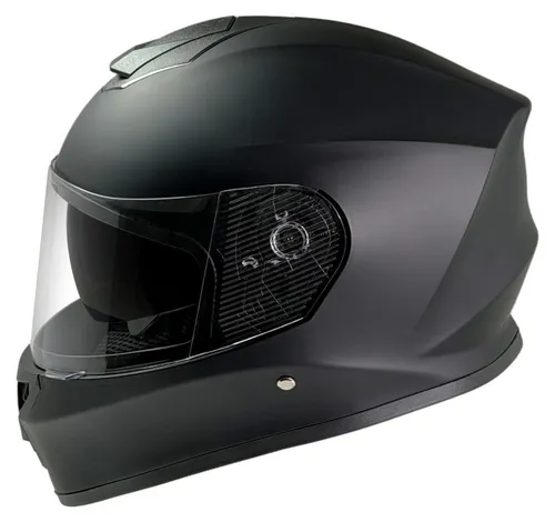 Integralhelm Kinderhelm Crosshelm Motocross Schwarz matt uni Größe L - Schwarz mattes Integralhelm-Design mit Visier und Sonnenblende für optimalen Schutz und Komfort beim Fahren. Ideal für Motocross und Quad-Abenteuer, mit effektiver Belüftung und einfachem Schnellverschluss.