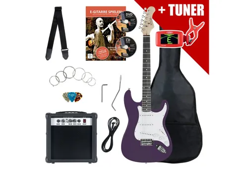 Rocktile E-Gitarre ST-Pack Komplettset - Ideal für angehende Gitarristen! - E-Gitarren Komplettset mit 10 Watt Verstärker, Stimmgerät und Gitarrenschule. Perfekt für den Einstieg mit vielseitigen Soundmöglichkeiten und unschlagbarem Preis-Leistungs-Verhältnis!