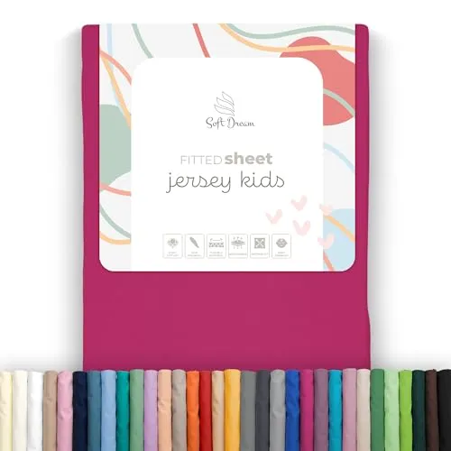 Soft Dream Spannbettlaken 90x160 cm Amarant - 100% gekämmte Baumwolle Jersey - Premium Qualität - Spannbetttuch für Kinderbett Juniorbett - OekoTex Zertifiziert - Made in EU - 90x160cm Amarant