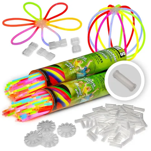 Premium Arm-Knicklichter - KNIXS 6 Farbmix 205 x 5 mm mit 2D Verbinder BUNT 200