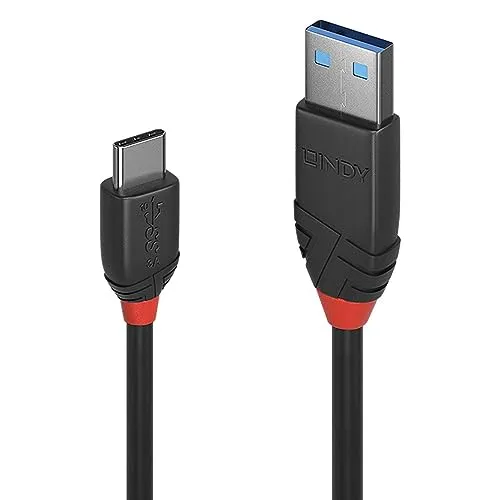 LINDY 36916 1m USB 3.1 Typ C an A Kabel 3A, Black Line, schwarz