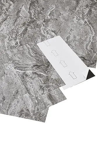 misento Vinylboden selbstklebend 4,46 m² - Marmoroptik Grau - PVC-Bodenbelag mit wasserabweisender Oberfläche, ideal für Feuchträume. Einfach zu verlegen dank selbstklebender Rückseite und pflegeleicht für ein modernes Zuhause.