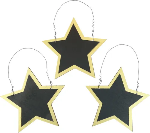 Holzsterne Schwarz Gold Dekohänger Weihnachten Ø15cm 8St, Weihnachtsdeko Wanddeko, 8 Stück