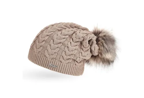 Neverless Bommelmütze coole Damen Strickmütze Strick-Beanie gefüttert Fell-Bommel