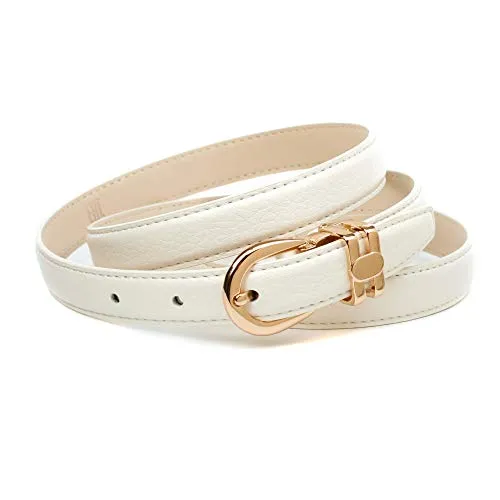 Anthoni Crown Damen Ledergürtel, Weiß, 70 - Damen-Gürtel mit individueller Anpassungsmöglichkeit, 2 cm breit und mit silberfarbener Dornschließe für einen eleganten Look.
