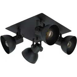 EGLO Deckenleuchte 43434 schwarz, 4x E27 - Moderne Deckenleuchte im Monochrom Design aus schwarzem Stahl mit 4 schwenkbaren Spots, ideal für Vintage und Industrial Stil. Perfekt für jedes Zimmer, dimmbar je nach Leuchtmittel.
