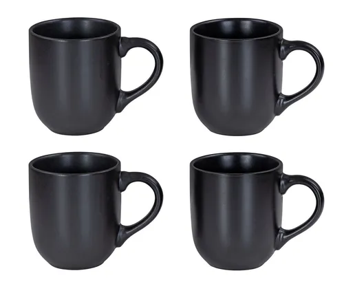 Produktbild Levandeo® Becher, 4er Set Steingut Tassen 300ml Schwarz Kaffeetasse Kaffeebecher Edel