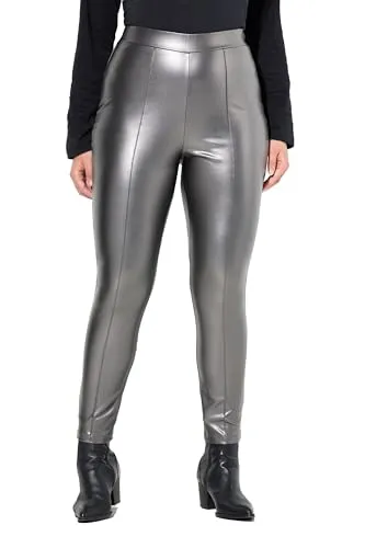 Ulla Popken Damen große Größen Leggings in Lederoptik, Plus Size 54+ - Moderne Leggings mit schmalem Bein und elastischem Bund für optimalen Tragekomfort. Ideal für stilvolle Outfits in großen Größen.