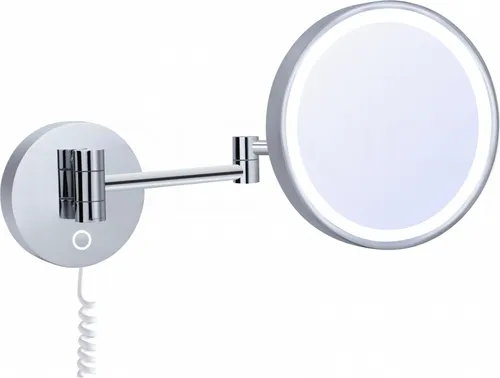 DEUSENFELD WL100CT - Premium LED Kosmetikspiegel, CTT - stufenlos einstellbarer Farbton von 2700-6500K, LED Touch-Control, 10x Vergrößerung, Ø20cm, verdeckte Befestigung, verchromt