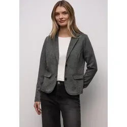 Kurzblazer STREET ONE, Damen, Gr. 46, schwarz, Web, 72% Polyester, 28% Baumwolle, gemustert, normal normal, V-Ausschnitt, abgesteppt, Blazer Kurzblazer, mit Reverskragen