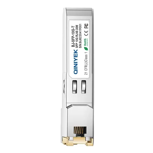 QINIYEK 10GBase-T SFP+ Transceiver, 10G SFP+ RJ45 Kupfer-Transceiver, kompatibel für Cisco SFP-10G-TS, Ubiquiti UniFi UF-RJ45-10G, Netgear AXM765, Mikrotik, Fortinet, Supermicro, bis zu 30 m (1 Stück)