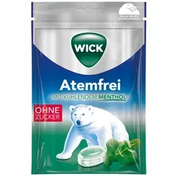 Wick Kräuterbonbons Atemfrei Eukalyptus - Zuckerfreie Hustenbonbons - Süßes & Knabbereien - Zuckerfrei und vegan, mit kühlendem Menthol und Eukalyptusöl für natürlichen Schutz bei Husten und Heiserkeit. Ideal für unterwegs!
