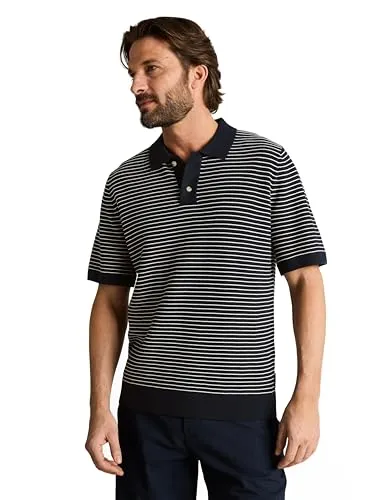 TOM TAILOR Poloshirt blau XXXL (60) - Stylisches Poloshirt in navy mit Streifen, aus 100 % Baumwolle für hohen Tragekomfort. Ideal für Freizeit und Casual-Looks, pflegeleicht und langlebig.
