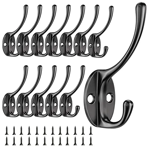 Neuener 12 Stück Vintage Garderobenhaken Metall - Hochwertige Wandhaken im Vintage-Stil, ideal zum Organisieren von Kleidung und Accessoires. Perfekt für Schlafzimmer, Badezimmer und Flure. Inklusive 24 Schrauben für eine einfache Installation.