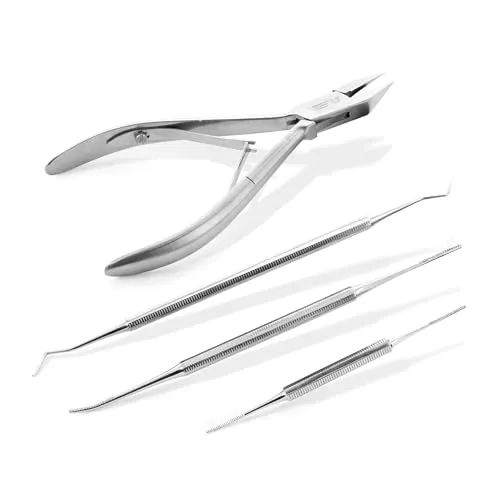 Otto Herder Manicure Pediküre Set aus Nagelzange, Eckenfeilen und Eckenheber, gegen eingewachsene Zehennägel, professionelles Nagelpflegeset aus Edelstahl
