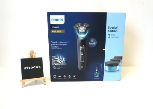 Philips Shaver S9000 – Elektrischer Nass-& Trockenrasierer für Männer - Rotationsrasierer für Herren mit SkinIQ Technologie für personalisierten Hautkomfort und 360-Grad flexiblen Klingen für eine gründliche Rasur, selbst bei dichten Bärten.
