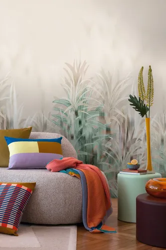 Fototapete Dschungel Beige 791459 von CosmoLiving in gelb von Livingwalls