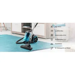 ETA Bodenstaubsauger STELLAR ETA122190000, beutellos mit ECO Motor - Bodenstaubsauger mit 700 W ECO Motor, 10 m Aktionsradius und 1,5 l Staubbehälter. Ideal für Allergiker dank 2x HEPA Filtern und umfangreichem Zubehör.