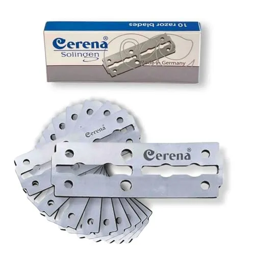 Cerena Rasierklingen 10 Stück – Klinge für Rasiermesser Herren – Rasierklinge halbierbar für Rasierhobel – Wechselklinge für Barber Messer