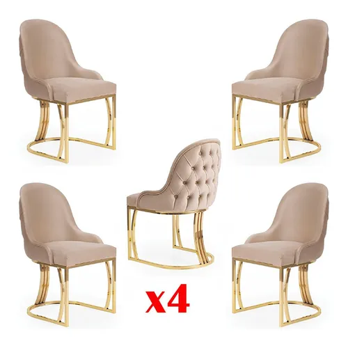 Esszimmer Textil Gastro Stuhl Set – 2x Beige Sessel mit Edelstahlgestell - Modernes Esszimmerstuhl-Set aus robustem Polyester, ideal für stilvolle Küchen und Esszimmer. Bequeme Polsterung und pflegeleichte Materialien für den täglichen Einsatz.