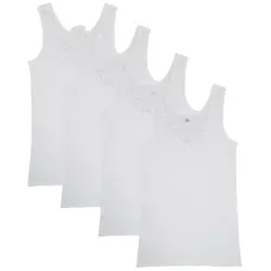 Toker Collection® Achseltop Damenhemd vollachsel mit kleiner Spitze 4 Stück aus reiner Baumwolle (Sparpack, 4er Pack) aus reiner Baumwolle ,48/50