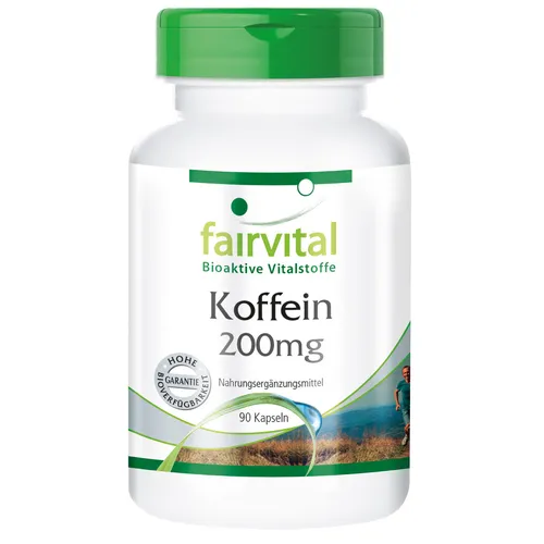 Koffein 200 mg - 90 Kapseln - Motivation, Schwung & Energie - VEGAN | fairvital