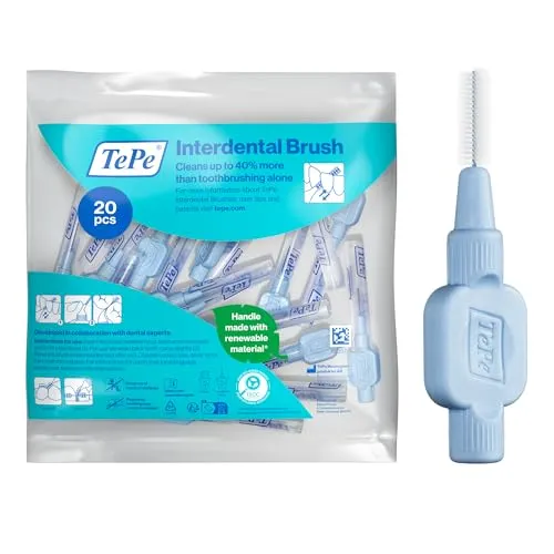 TePe Interdentalbürste, Extra Soft, Blau, 0,5 mm/ISO 3, 20 Stk., Zahnreinigung, Plaque-Entfernung, effektive Reinigung zwischen den Zähnen, für mittelgroße Zahnzwischenräume