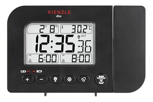 Funk-Projektions-Wecker “HANNOVER” - Wecker mit automatischer Zeiteinstellung, Projektionsfunktion und USB-Ladung. Genießen Sie präzise Zeitangaben und eine Temperaturanzeige für einen entspannten Start in den Tag.