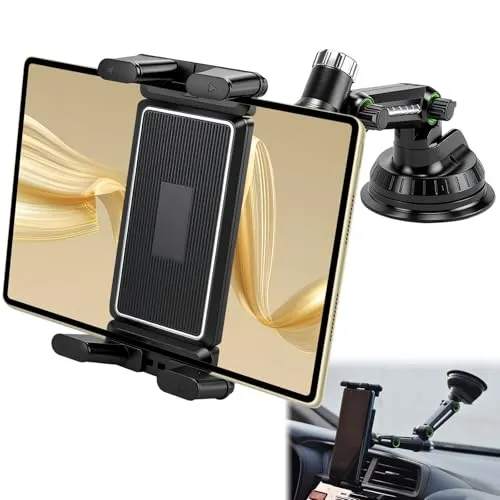 Tablet Halterung Auto,Universal Saugnapf Halterung für Armaturenbrett & Windschutzscheibe,360° Drehbar Verstellbar, Tablethalterungen Auto Kompatibel mit iPad Air/Mini, Android Tablets & iPhone5