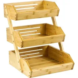 AdelDream Bambus-Obstkorb 3-stöckig - Obstschalen mit atmungsaktiver Bambusstruktur, die Obst und Gemüse frisch hält. Das 3-stufige Design bietet optimalen Stauraum und reduziert Unordnung auf der Theke.