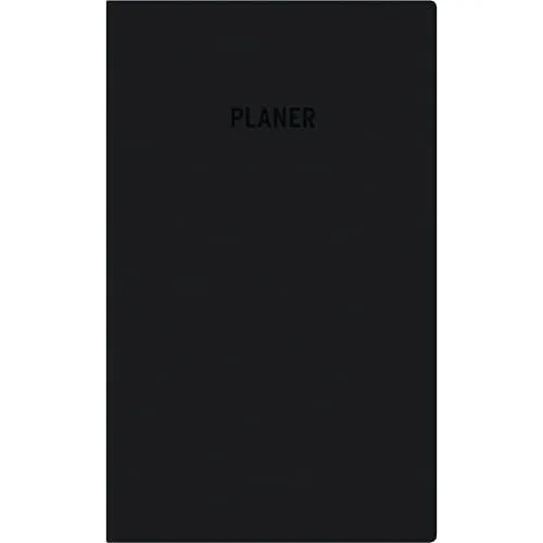 Zettler Taschenplaner 1M/2S Leporello schwarz 2026 – Monatsplaner 10 × 16 cm, 1 Monat auf 2 Seiten, 15-teilige Leporellofalzung, austauschbares Kalendarium, Adressheft, Stundeneinteilung 8–20 Uhr, FSC