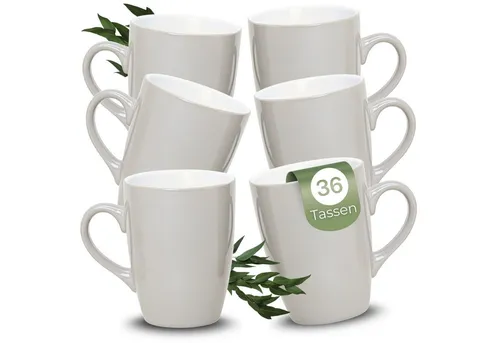 matches21 HOME & HOBBY Tasse Kaffeetassen 36er Set aus Keramik 340ml, Teetassen in Taupe, 36-tlg., Moderne Kaffeebecher Spülmaschinenfest & Mikrowellengeeignet