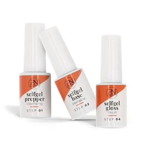 PN Selfcare Peelable Gellack Base Set – Prepper, Base & Gloss UV Nagellack Set für UV/LED Lampe – Gelnägel Set für perfekte Vorbereitung langanhaltender Gelnägel