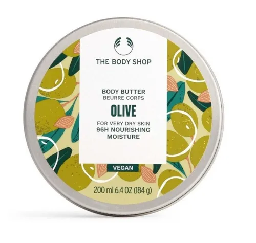The Body Shop Olive Body Butter 200 ml - Intensive Körperbutter für Damen, spendet langanhaltende Feuchtigkeit und macht die Haut samtweich. Ideal für sehr trockene Haut, mit 96 % natürlichen Inhaltsstoffen und vegan.