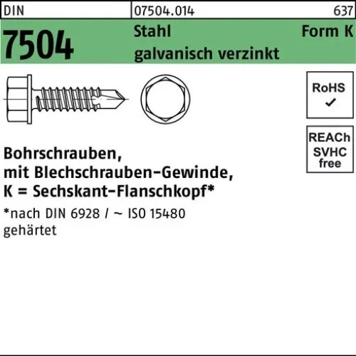 100er PACK(Stk)  007504001040055100 Bohrschraube DIN 7504 m.6-kant-Flanschkopf K