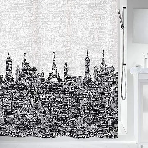 Spirella Urban Duschvorhang Polyester, Schwarz in schwarz von Spirella