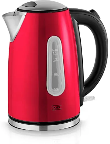KHG Wasserkocher WK-1707 MRE Edelstahl rot 1,7 Liter