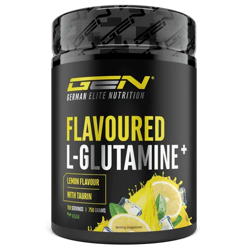 L-Glutamin Pulver - Zitrone, 750g - Sportnahrung mit 4000 mg L-Glutamin und 500 mg Taurin pro Portion – ideal zur Regeneration nach dem Training, erfrischender Zitronengeschmack, vegan und ohne Zucker.