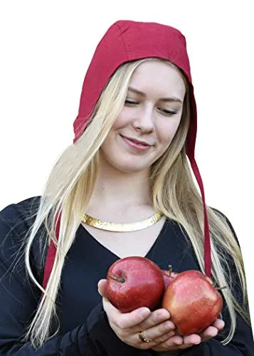 Battle-Merchant Mittelalter Bundhaube mit Bändern - Rot