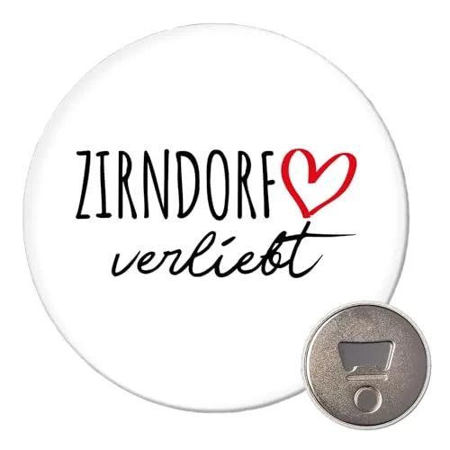 Huuraa Magnet Zirndorf verliebt 59mm Kühlschrankmagnet rund Flaschenöffner Geschenkidee
