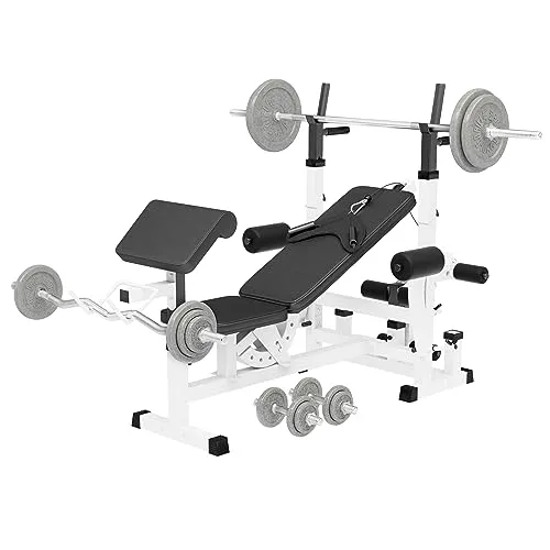 GORILLA SPORTS Kraftstation Multifunktion Hantelbank mit 108 kg Hantelset