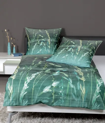 Janine Bettwäsche MODERN Mako-Satin 135x200 cm grün - Bettwäsche-Set aus 100% Baumwolle mit modernem Design und Reißverschluss, ideal für eine geschmackvolle Schlafzimmeratmosphäre.