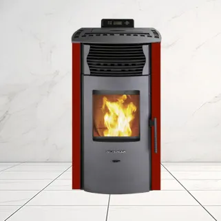 SCHENGER Pelletofen HP51 Rot 8,8 kW – Vollautomatisch mit WIFI und ECO-Funktion