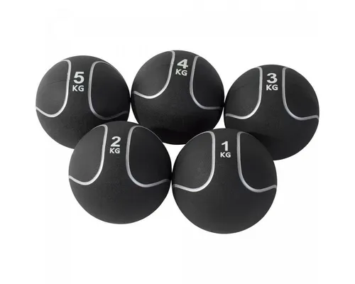 GORILLA SPORTS Medizinball Medizinball aus Gummi Schwarz/Silber 1 - 10 kg (5-St)